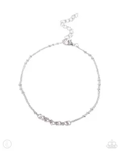 Satellite Shimmer - Silver Heart Anklet - Paparazzi
