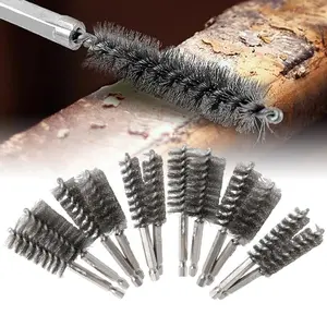 A Set of 12/6 Pcs Copper Tube Pipe Cleaner,1/2'' 3/4'' 1'' Pipe Cleaning Brush,Stainless Steel Wire Bore Brushes for Power Drill,1/4 Inch Hex Shank,Christmas Party Gifts,Hand Tools Kits