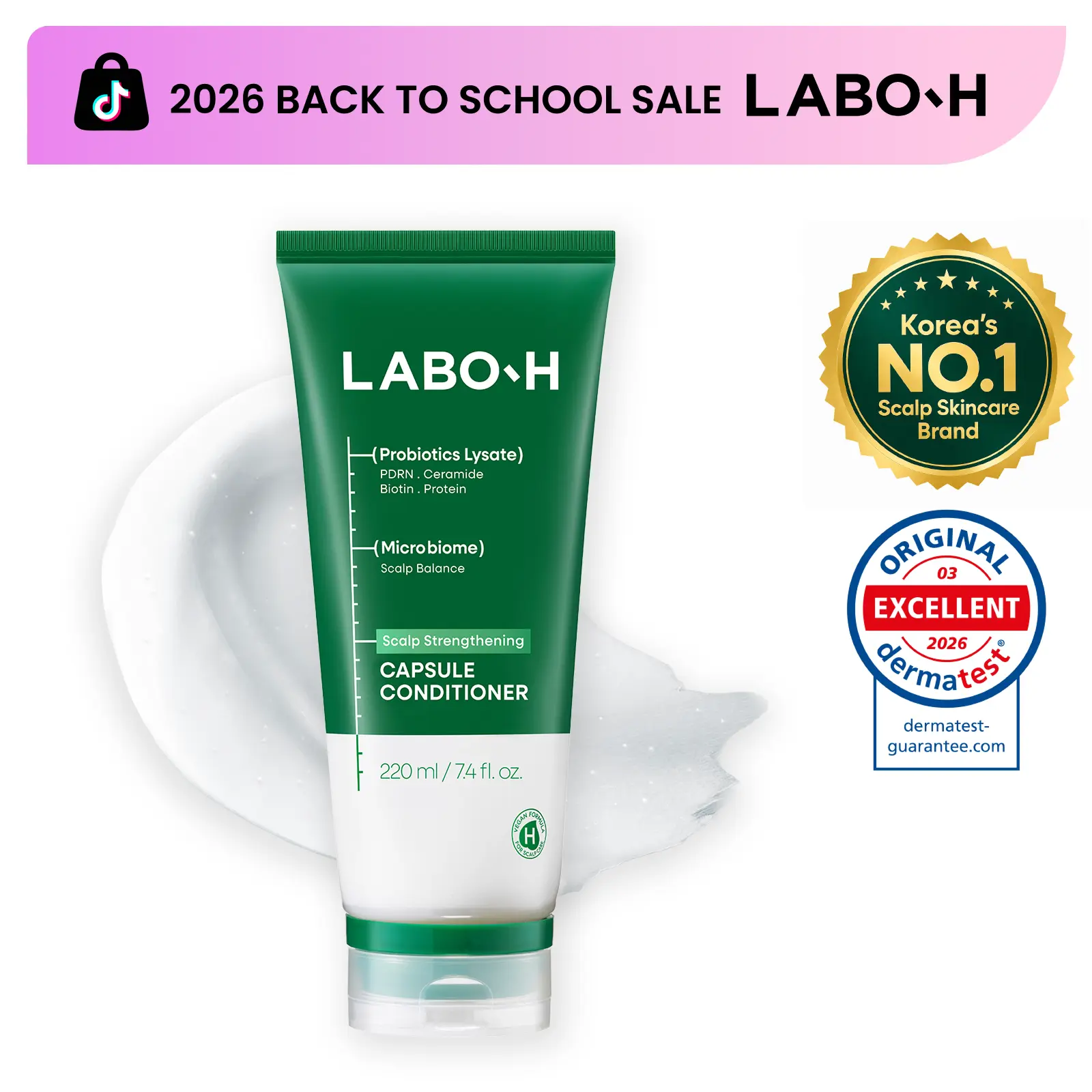 LABO-H Scalp Strengthening Conditioner | VitaPlex Capsule for Hair Growth and 122% More Moisture | Silicone-Free | Korean Haircare
