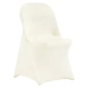 Stretch Spandex Folding Chair Covers, Universal Fitted Chair Cover, Removable Washable Protective Slipcovers, For Wedding, Holiday, Banquet, Party, Celebration, Dining (30PCS Ivory White)