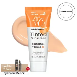 【Soleil & Beauty】Buy 2 Get 1FREE, Lightweight Sunscreen for Daily,Lightweight Facial Sunscreen with Vitamin C and Vitamin E, for All Skin Type (40ml), Bronze，Gift，Waterproof - Sweatproof