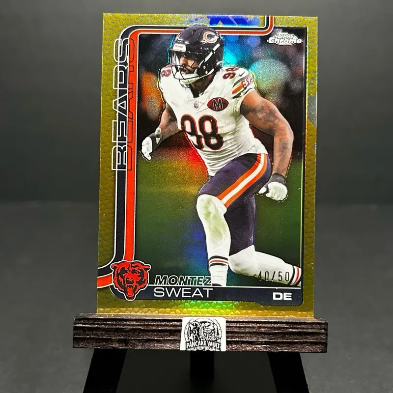 2025 Topps Chrome Football Card, Montez Sweat Gold Refractor #56, Chicago Bears, Limited Edition /50
