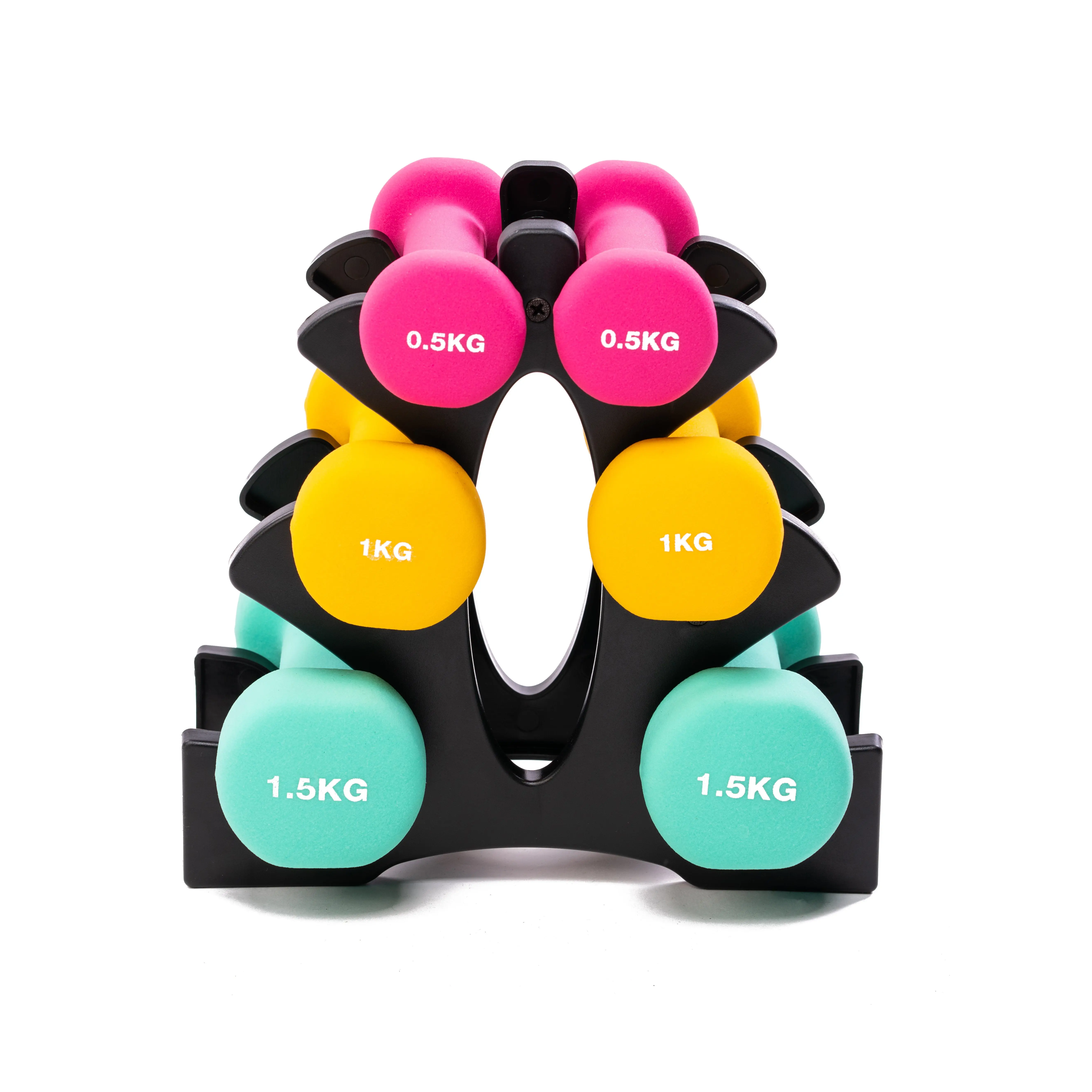 PRISP Dumbbells Set with Rack, 3 Pairs of Neoprene Free Weights with Stand Prime Selection Products