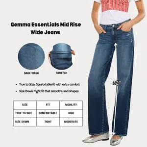 KANCAN - Gemma Essentials Women's Denim Mid Rise Wide