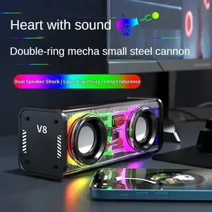 Transparent Mecha Speakers Bluetooth 5.0 Wireless Double Bass Diaphragm Subwoofer Music TWS RGB Light Mini Party Loudspeaker Home concert equipment