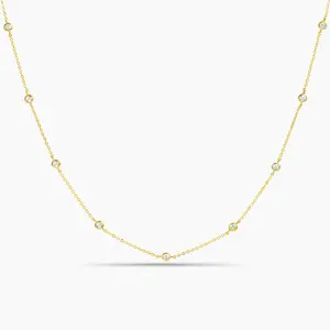 Swagy Chic Bezel Necklace - Hypoallergenic Layering Costume Jewelry Accessory, CZ Accents, Extensible Chain, Ideal for Daily Wear
