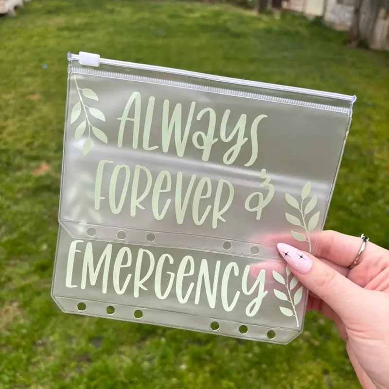 Custom a6 LEAF vinyl zipper cash envelope | A6 sized envelope | Personalized vinyl envelope | Budgeting system