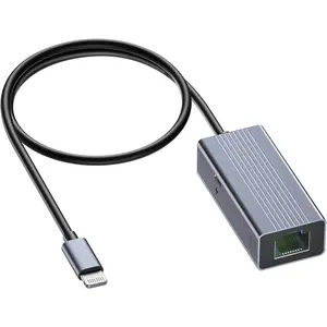 Lightning to 1000Mbps Ethernet Adapter, 2 in 1 iPhone iPad to RJ45 Ethernet LAN Network Adapter with Charging Port, 1 Gigabit High Speed,Plug and Play(1.77Ft)-