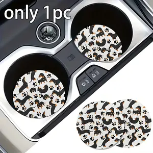 2pcs Cute Dachshund Car Coasters - Highly Absorbent Ceramic Set for Women - Safeguard Your Vehicles Interior from Cold Drink Sweat with These Adorable, Fun Sausage Dog Prints, Car Accessories Women, Fit for Cup Holders