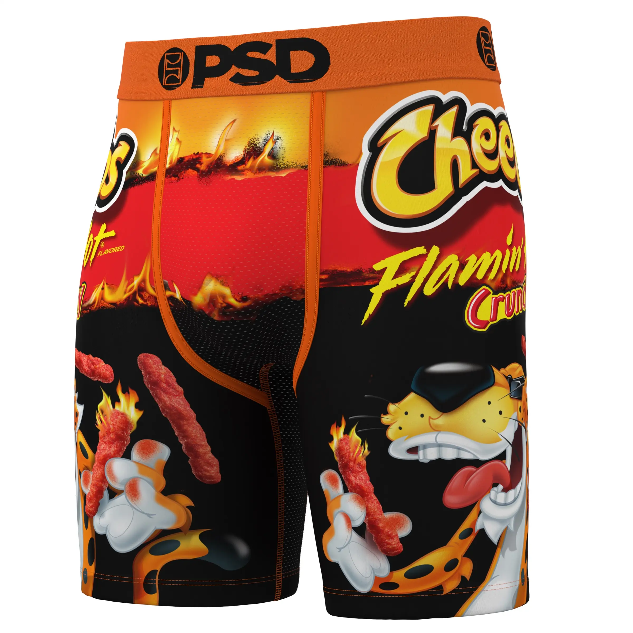PSD Mens Cheetos Flamin' Hot Boxer Brief - Standard Length 7 Inch Inseam, Soft and Breathable Poly Blend Fabric