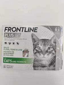 FRONTLINE Plus Spot On Flea And Tick Treatment Cat and Ferret-6 Pipettes