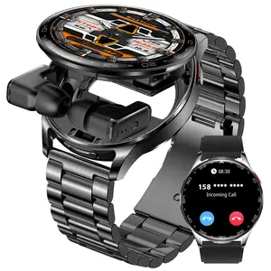 Smart Watch with Earbuds for Men Women, 1.39 Inch Round Digital Watch(Call Answer/ Reject), 2 in 1 Trending Smartwatch with Message Remind Weather Check for iOS Android 2 Straps Gifts for Men Women