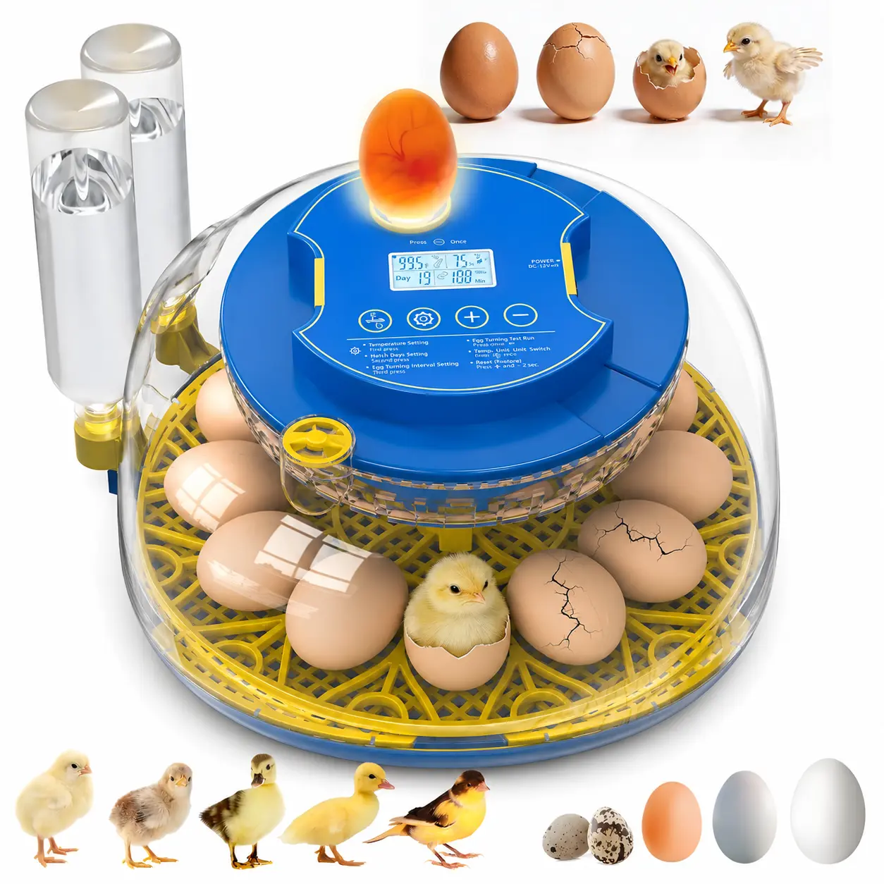 Smart 18-Capacity Pet Incubator: Auto-Turn, Auto-Water, Precise Temp/Humidity Control for Summer Hatching, for Hatching Chicken, Duck Eggs,summervibes watering Farm Home