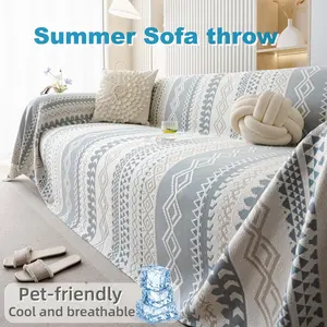 Boho chic Style Sofa Cover - Sofa Couch Covers, Non-slip Thickened Sofa Cover, Easy-Clean Soft Sofa Protector for Home & Pet Owner - Washable Sofa Slipcover, Breathable Summer Couch Protector for 1/2/3/4 Seater Sofa.