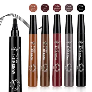 4-Claw Fine-Tipped Pre-Filled Waterproof Eyebrow Pen - 5-Shade 4-Tip Liquid Tool for Microblading, Long-Lasting Wear, All Skin Types, Single-Item Makeup Cosmetic #Summervibes