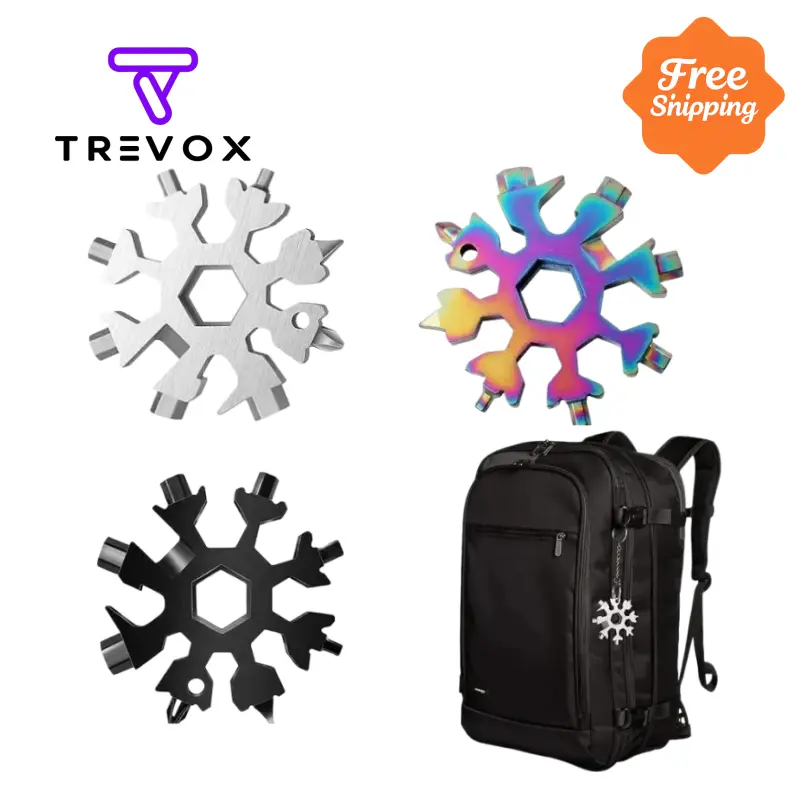 18-in-1 Mini Snowflake Wrench, Hex Wrench, Multi-functional Keychain, Stainless steel is recyclable,Portable Multi-purpose Camping Survival Gear, Outdoor Hiking Stainless Steel Snowflake Bottle Opener/Phillips Screwdriver Set/Wrench