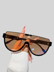 ShineThru Unisex PC Full Rim Slim Sunglasses - 1 Pair, Summer Trend Shield, Half-Round Personalized Design, UV-Protection Lenses, for Beach & Back-to-School Outdoor Use