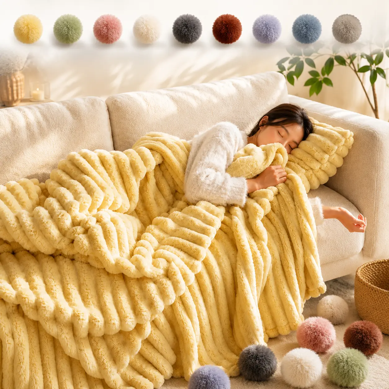Luxury Bubble Velvet Throw Blanket - Ultra Soft, Warm, Soft Weave for Cozy Lounging, Living Room Use
