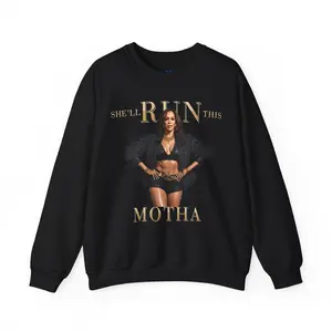 Kamala Harris "She’ll Run This Motha" Graphic Sweatshirt - Bold Feminine Statement Sweatshirt - Available in Multiple Colors Cotton Fabric