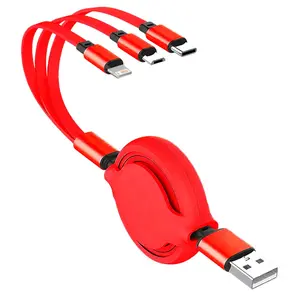 100w Retractable USB-C Fast Charging Cable, Compatible with iOS Micro Type C Devices, Durable & Flexible Design, Ideal for Daily Use