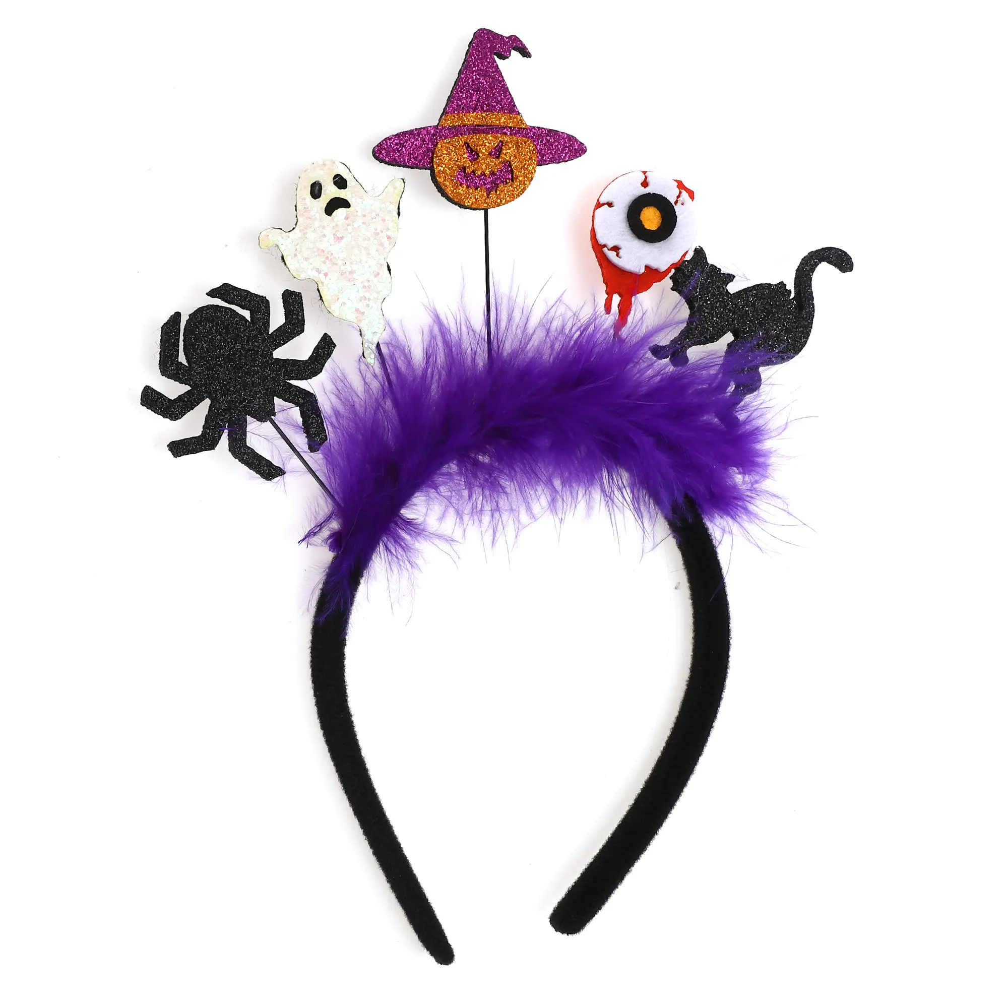 Unique Bargains Classic Spiders Pattern Headband for Halloween 4.72" Diameter Black Purple 1 Pc