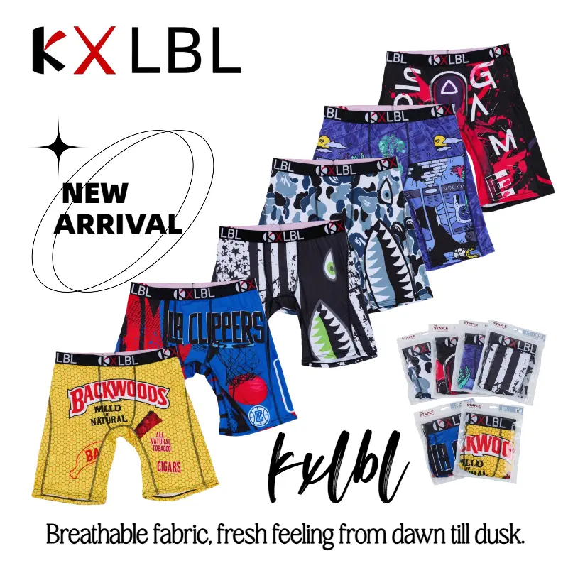 KXLBL Men's Boxer Brief 6-Pack Bundle - Poly Cotton Blend Fabric, Soft, Stretchy, Breathable, 7 in Inseam, Standard Cut, Athletic Chic, Casual Menswear Underwear Set