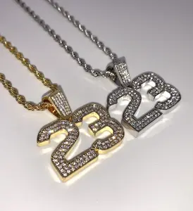 14k Gold/White Gold Diamond Number 23 ICED OUT Luxury Hip Hop Pendant/Chain