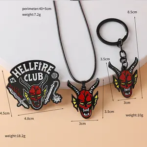 Stranger Things The New Monster Things Hellfire Club Logo Cartoon Keychain, Necklace Pendant, Brooch, Printed Design,Used for Cosplay, for Casual Outfits