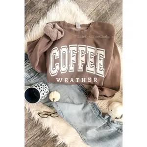 Women's Coffee Weather Sweatshirt - Light Brown, Soft and Comfortable - Cotton