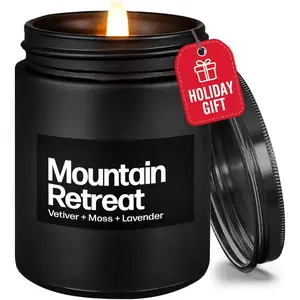 Black Scented Candles for Men - Mountain Retreat Candle - 9oz, Soy ,  Wick, Long Lasting 50 Hour ,  for  - Gifts for Men, Dad, Husband, Boyfriend, Coworker
