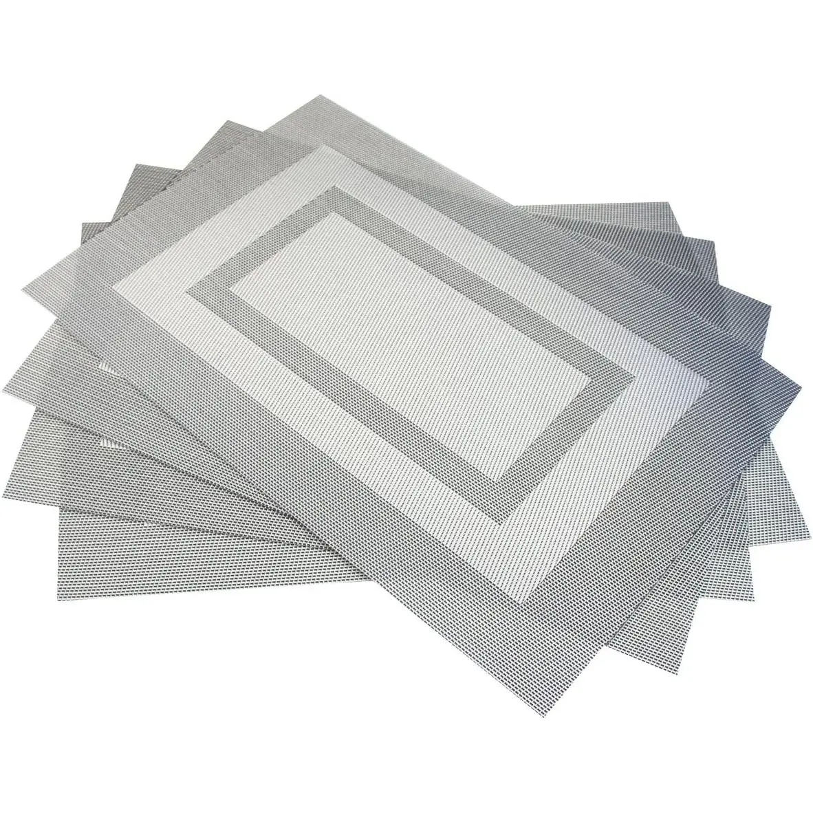 Grey Placemat Set of 4, Heat Resistant Non-Slip Wipeable Dining Mat, Washable Durable PVC Vinyl Woven Table Mat, Vinyl Placemats, Kitchen Accessories