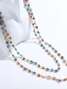 Colorful Natural Shell Bead Necklace for Women, Bohemian Style Unique Sweater Chain, Fashionable Crystal Jewelry for Ladies, Beaded Necklace