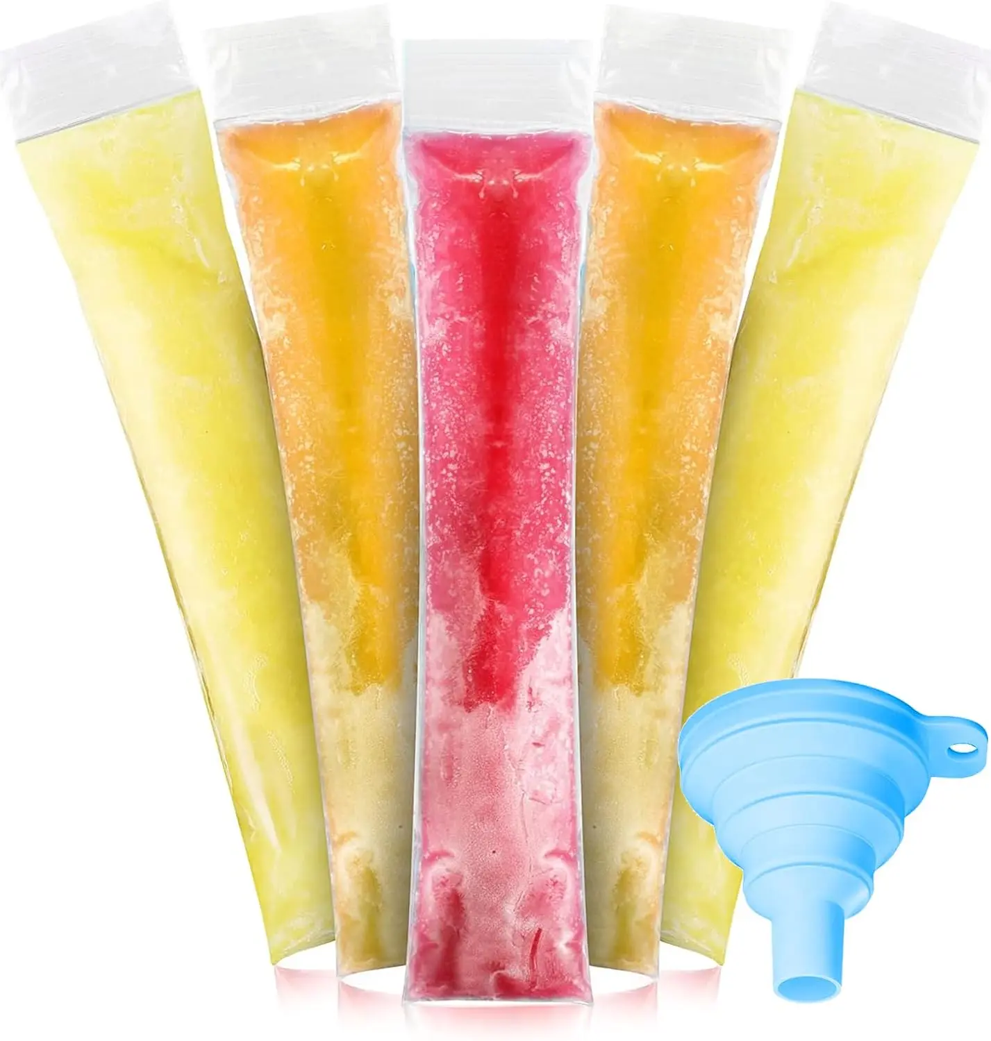 100PCS BPA-Free Durable DIY Popsicle Bags with Molds & Funnel Utensil - Easy Fill & Freeze, Freezer-Safe Zip-Top Kitchenware for Smoothie Pops, Juice, Yogurt - Ideal for Home, Camping Food/Snacks