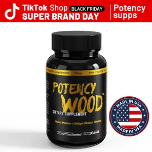 Potency Wood Energy Stamina Supplements - Ginseng Ashwagandha Gingko Tribulus, Adaptogen, Brain, Immune Health, Antioxidants, Anti-imflammation