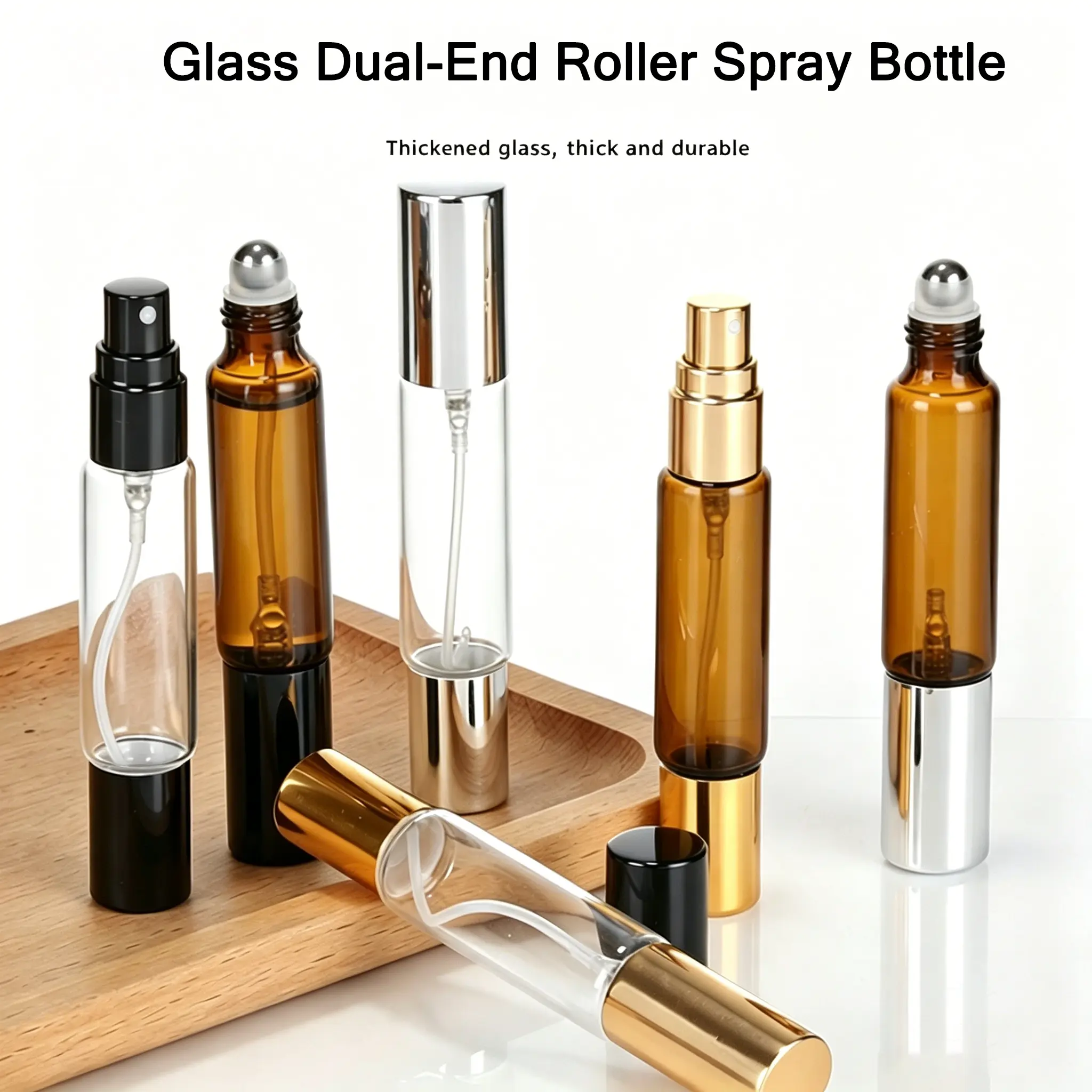 2 PCS Roller Bottles for Essential Oils & Mini Spray Bottle Design, Refillable Essential Oil Roller Bottles and Travel Perfume Bottle Refillable for Perfume, Castor Oil
