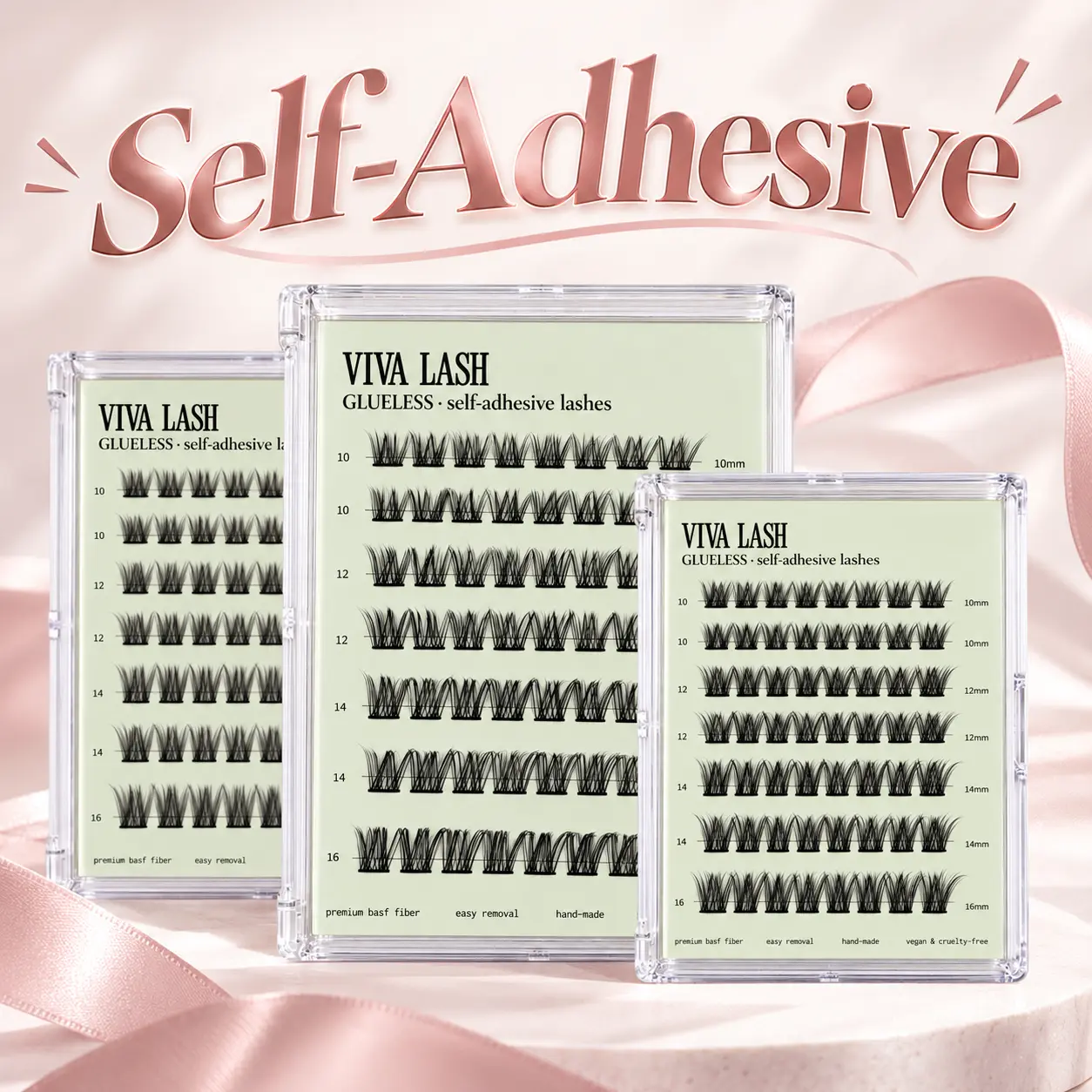 VIVA LASH Self-Adhesive Cluster Lashes - Classy, Foxy, Spicy, Naughty Styles - No Glue Needed - Easy Pick Place Press - Lightweight & Comfortable - Perfect for Everyday Glam & Nights Out