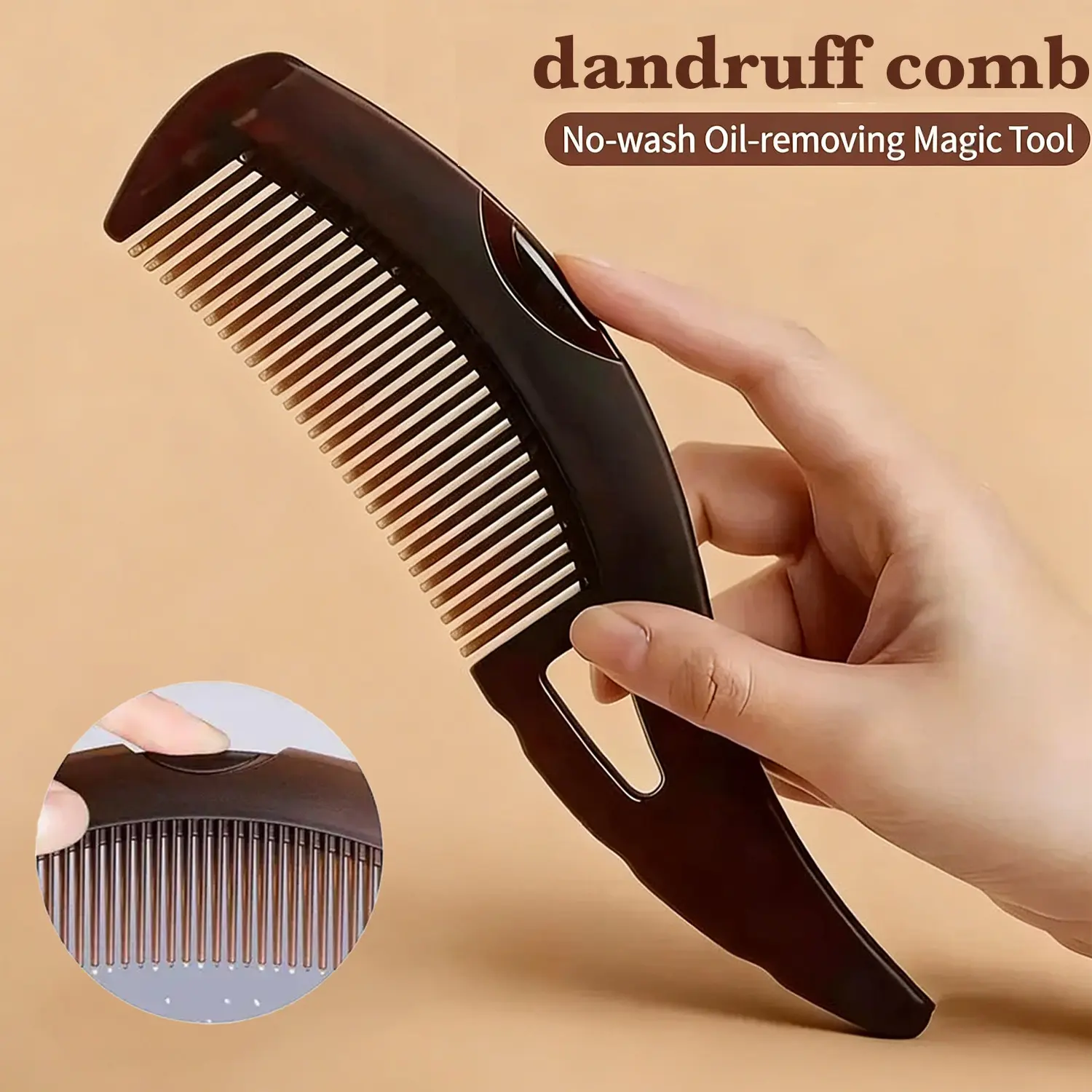 Efficient Dandruff Comb, Dandruff Remover Comb for Women Men - Scalp Massage Comb with Scalp Stimulation and Self-Cleaning Hollow Teeth for Cleaning, Deep Oil & Flake Removal, Anti-Buildup Scalp Care for Healthy Hair & Itchy Scalp Relief, Hair Care Tool