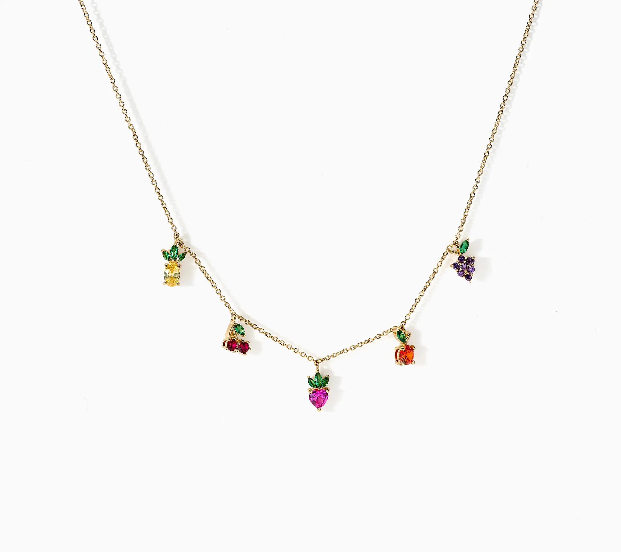 Diamonique Fruit Bowl Station Necklace, Brass