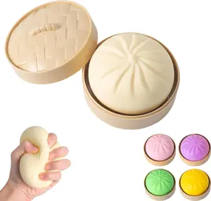 New Big Dumpling Squishy Box - Mysecret Bun with Steamer Box, Soft TPR Silicone Fidget Toy, Decompression Dough, Stress Relief Surprise Gift