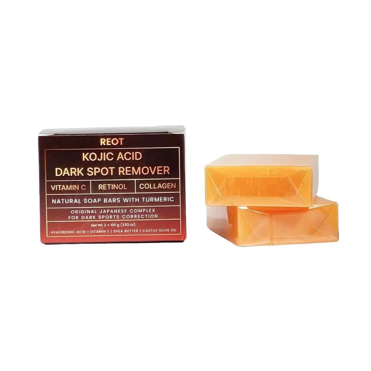 Turmeric soap bar, turmeric kojic acid, Dark Spot Remover, Original Japanese Complex for Dark Spot Correction 1 Pack of 2 Soaps, Skin Repair