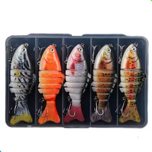 5PCS Fishing Lures for Freshwater and Saltwater with case,Slow Sinking Multi Jointed Swimbaits, Lifelike Lures for Bass Trout Crappie Walleye Pike