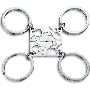 BFF Necklace for 3/4/5/6 Stainless Steel Family Friendship Puzzle Sister Keychain Set