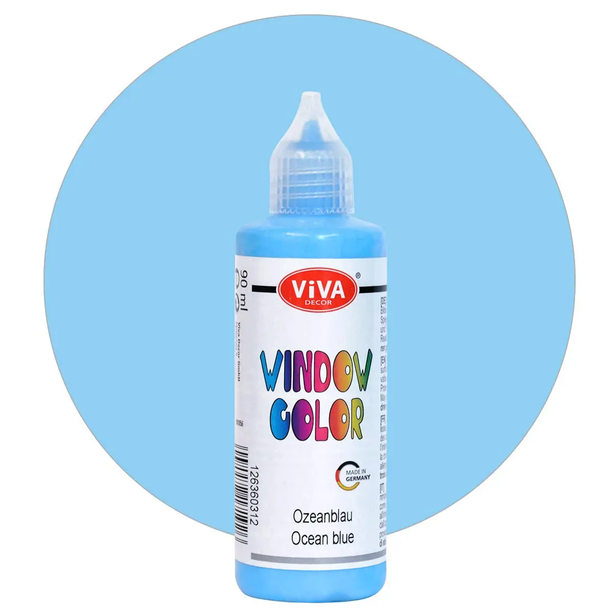 Viva Decor® Window Colour (Ocean Blue, 90 ml) Window Paints for Removable Pictures and Stickers for Decoration, Mirrors, Tiles, Vases and Windows - Made in Germany