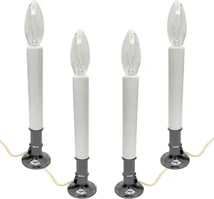 Electric Window Candle Lamp, Christmas Window Candles Lights with Nickel Plated Base and C26 Light Bulb, Plug in Candles Lamps for Christmas  Table Decor- 4 Pack