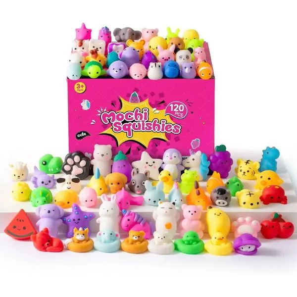 30 Pack Mini Mochi Squishy Animal Toys for Kids, Cute Kawaii Soft Sensory Fidget Stress Relief Squeeze Toys, Halloween Party Favors, Classroom Prizes