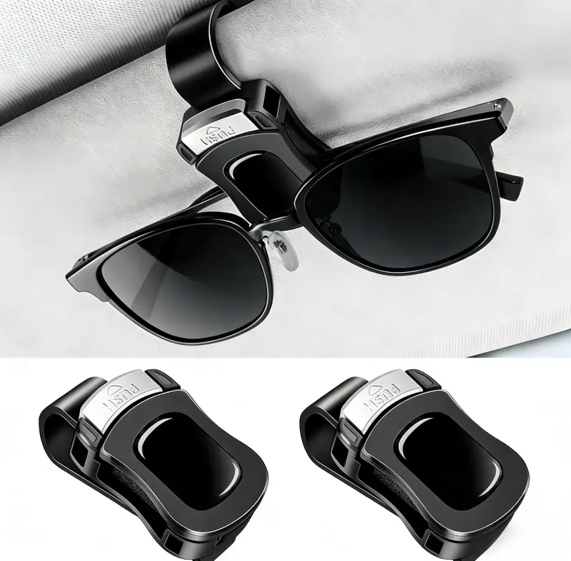 2-Pack Plastic Car Sun Visor Sunglass Holder - Neat Visor Eyewear Grip, Multi-Functional Universal Eyewear Storage Accessory, Wear-Resistant Car Organization Supplies for More Room & Long Use