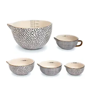 5-Piece Ceramic Measuring Bowl Set for Kitchen Tableware Utensils