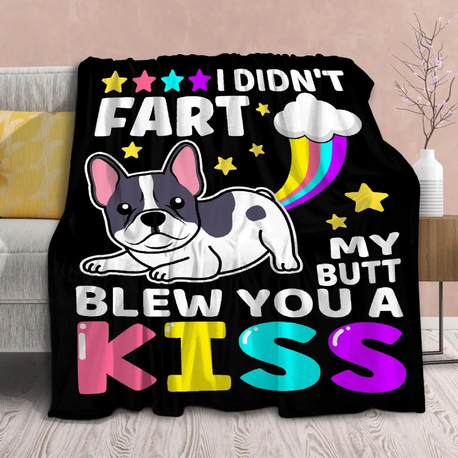 Funny Dog Blanket Gift for Girls Boys- Soft Comfortable Flannel Throws Blankets Funny Gift for Teen Women Men Adult Cute French Bulldog Lover Gifts for Bed Sofa Couch