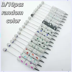 DIY Cute Star Moon Bead Pens, Colorful Full Diamond Mocha Drills, Trendy Small Granules Pencils, 3/10pcs Set, Perfect for Crafting