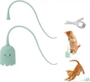 Swinging Tail Cat Toy, Interactive Cat Wand Toys, Indoor Cat Toys, Automatic Cat Toys Rechargeable Cat Wand Toy Cat Interactive Toy for Indoor, Automatic Silicone Tail Teaser Toy